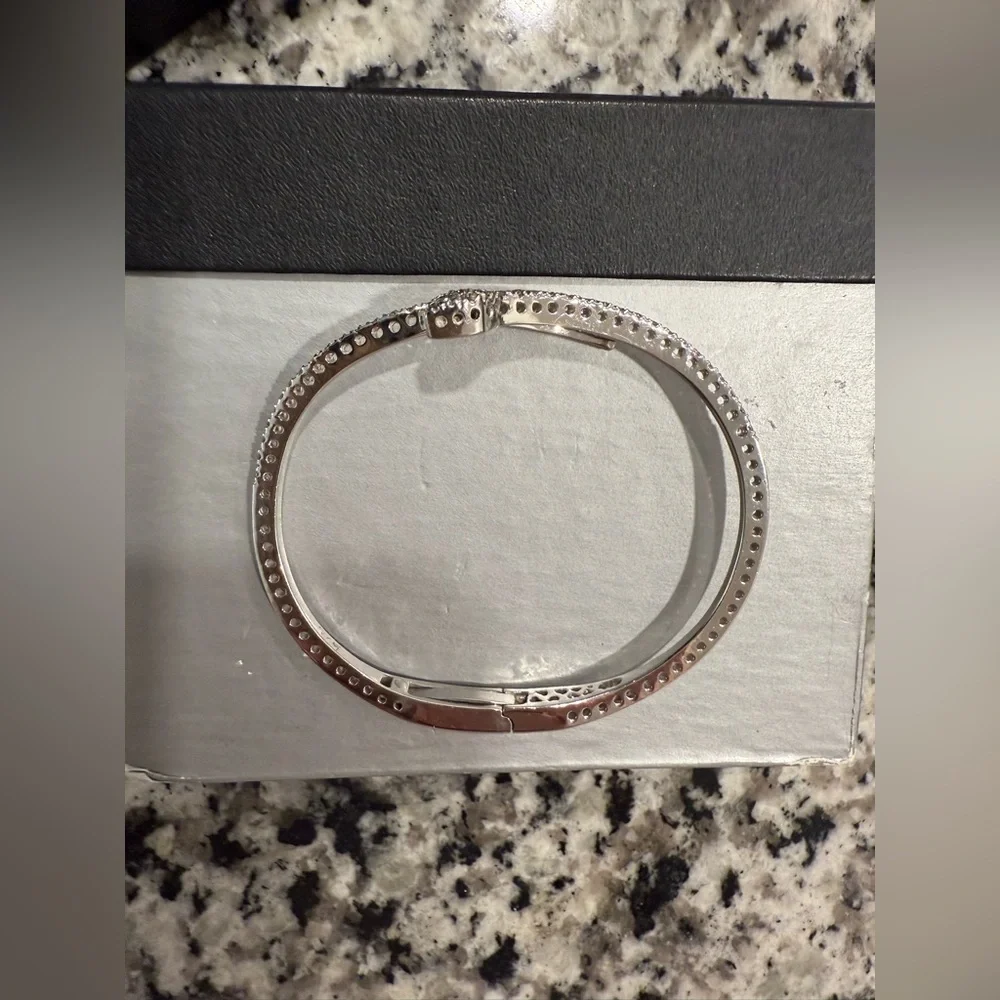 New White Gold Natural Diamond Snake Bracelet Bangle 14k - Picture 6 of 8